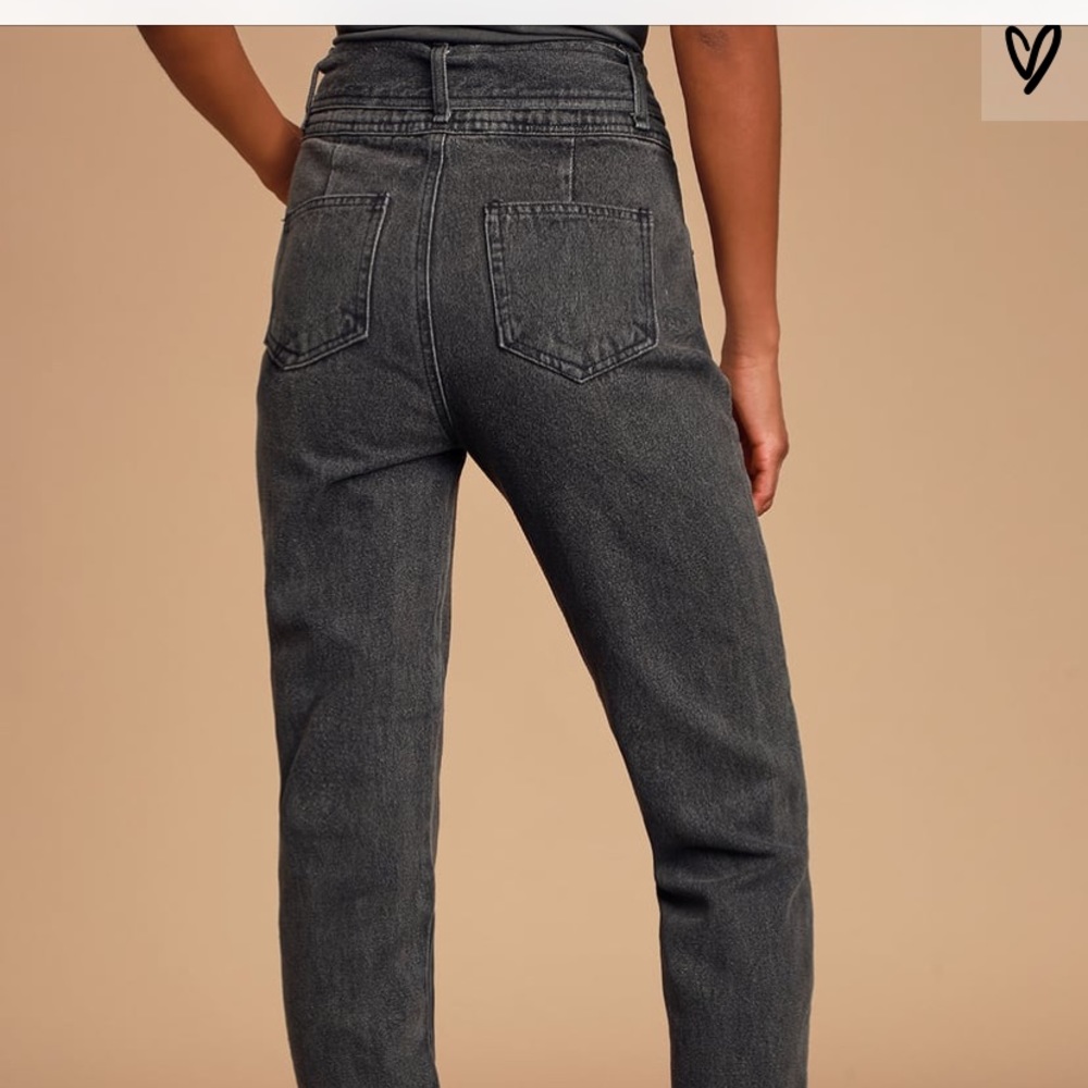 Mickie Grey High Waisted Self Tie Cropped Jeans - Picture 3 of 5